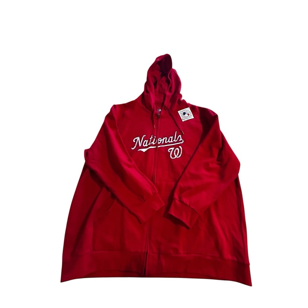 MLB Washington Nationals Zip Up Red Hoodie‎ Men's 3XL New
